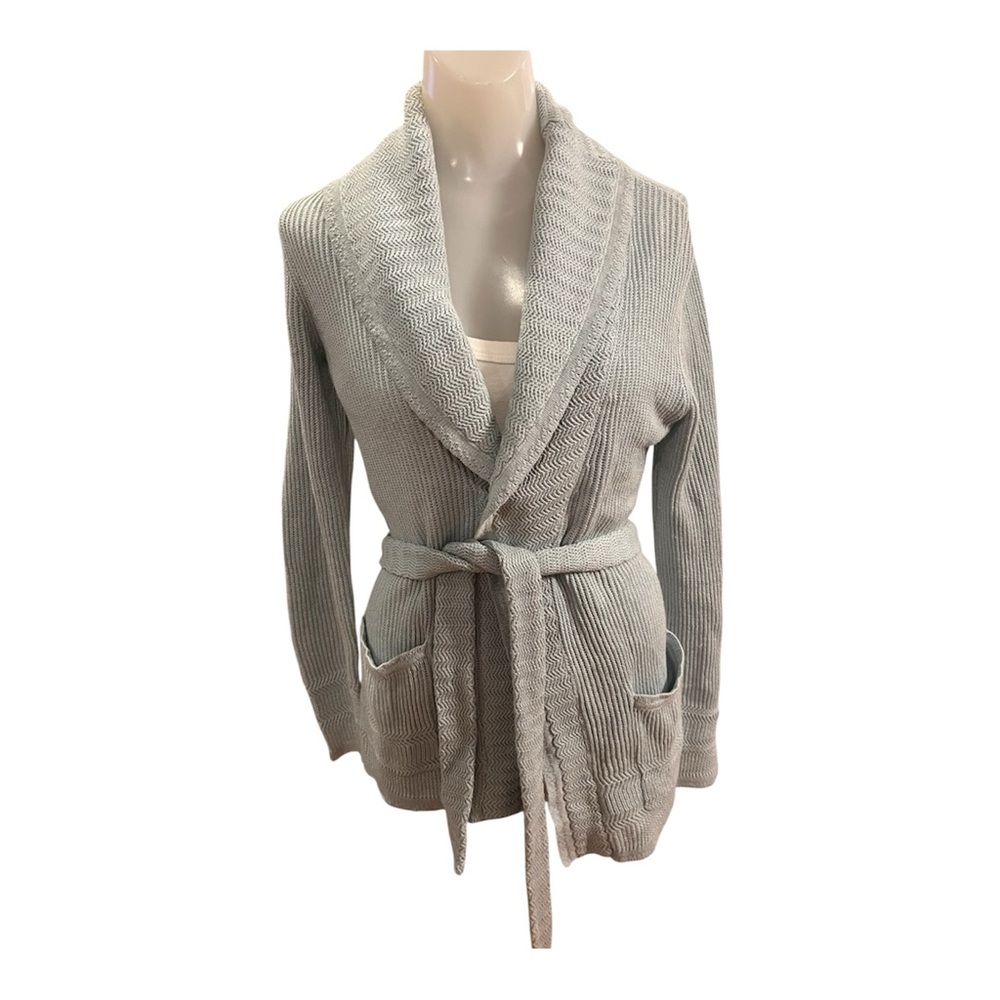 Ralph Lauren Sky Blue Linen Blend Shawl Collar Belted Cardigan size XS